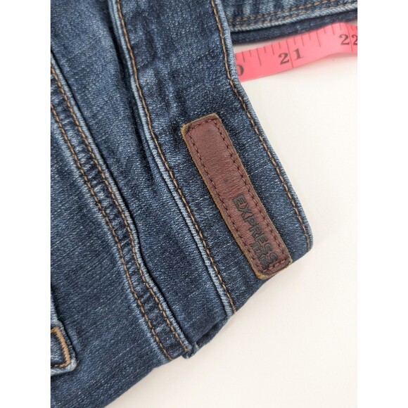 Express Mid Rise Leggings Skinny Jeans Distressed Dark Wash 26/29.5 Size 00 - Picture 8 of 10